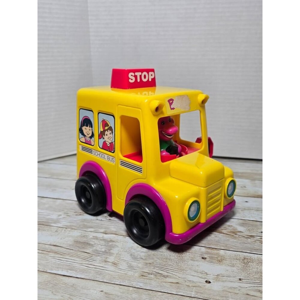 Lyons Group Vintage 1994 Barney School Bus Rolling Toy VIDEO‎